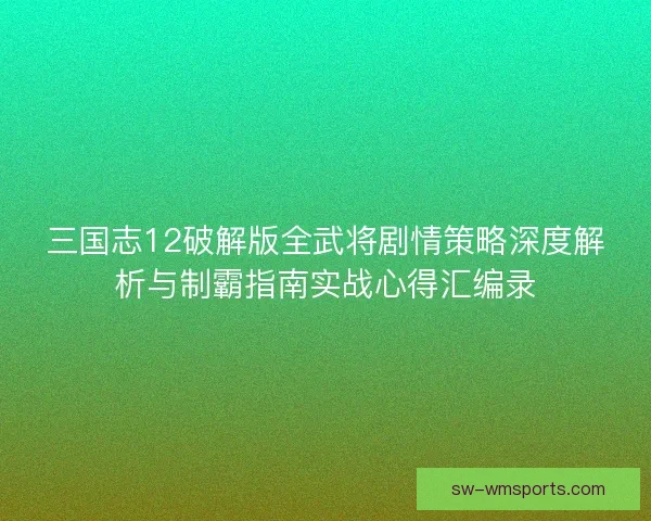 三国志12破解版全武将剧情策略深度解析与制霸指南实战心得汇编录